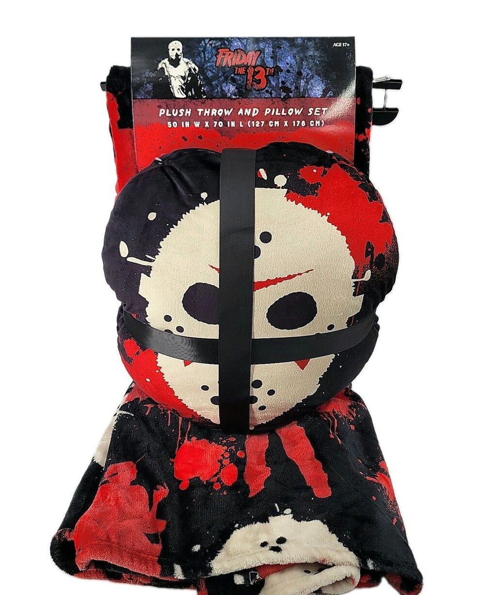 Friday the 13th Jason Voorhees Halloween Plush Throw Blanket with Pillow 50x70